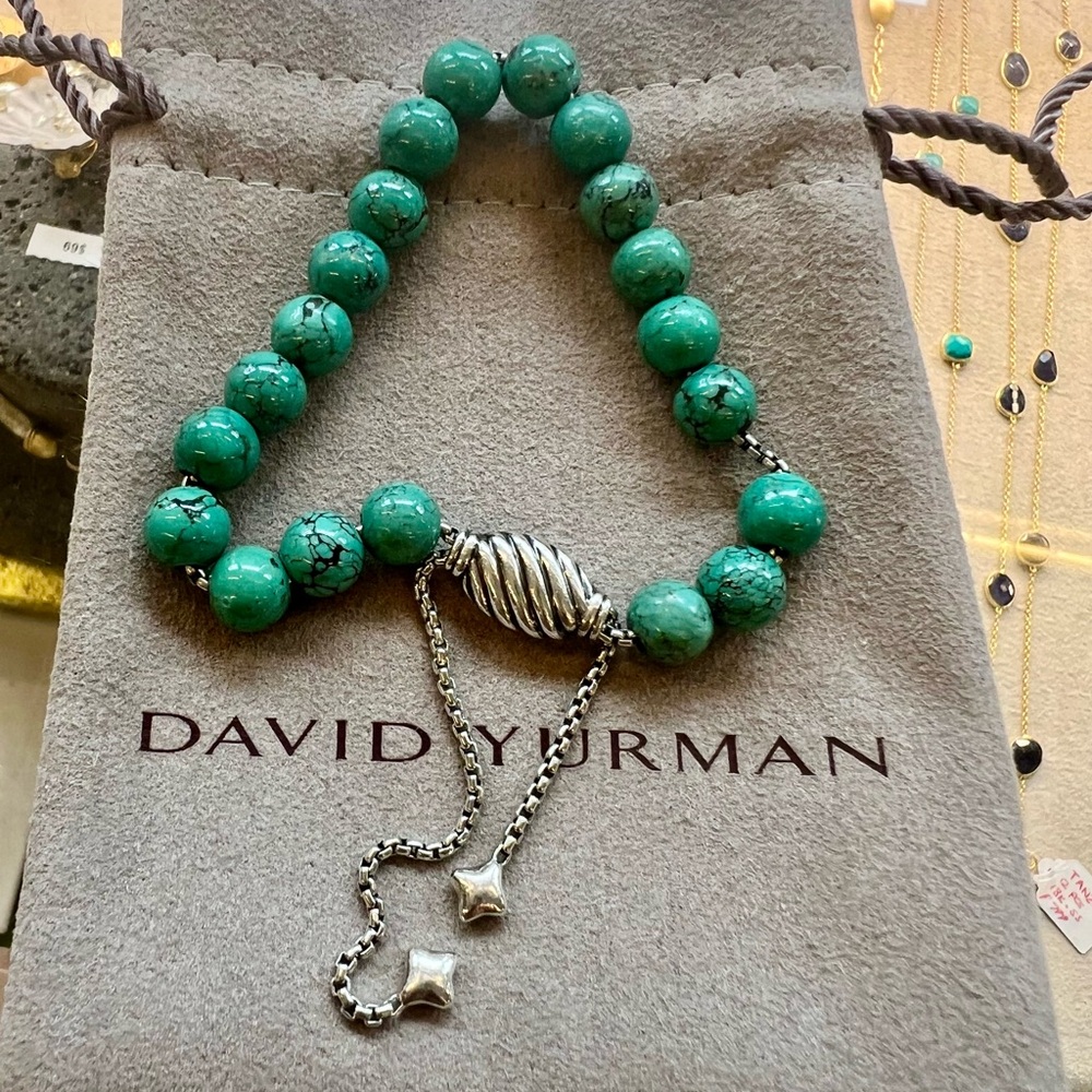 David Yurman turquoise sterling bead bracelet.